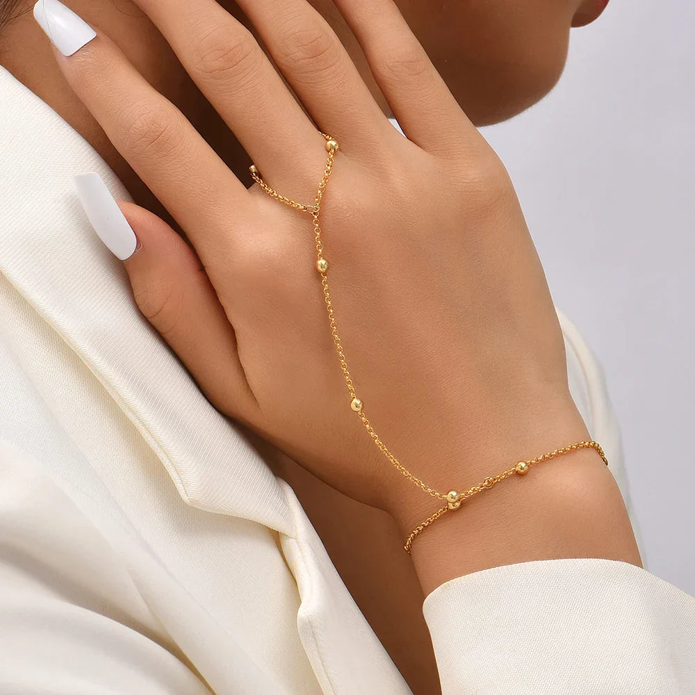 Jildis Chain Armband | Dames armband met handring in goudkleurig design