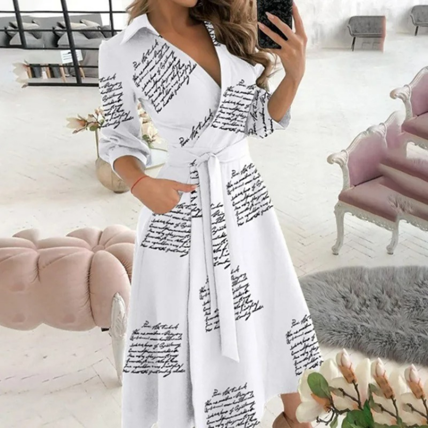 Naomi | Dames Blousejurk met Reversband – Elegant en Comfortabel voor Dag en Avond