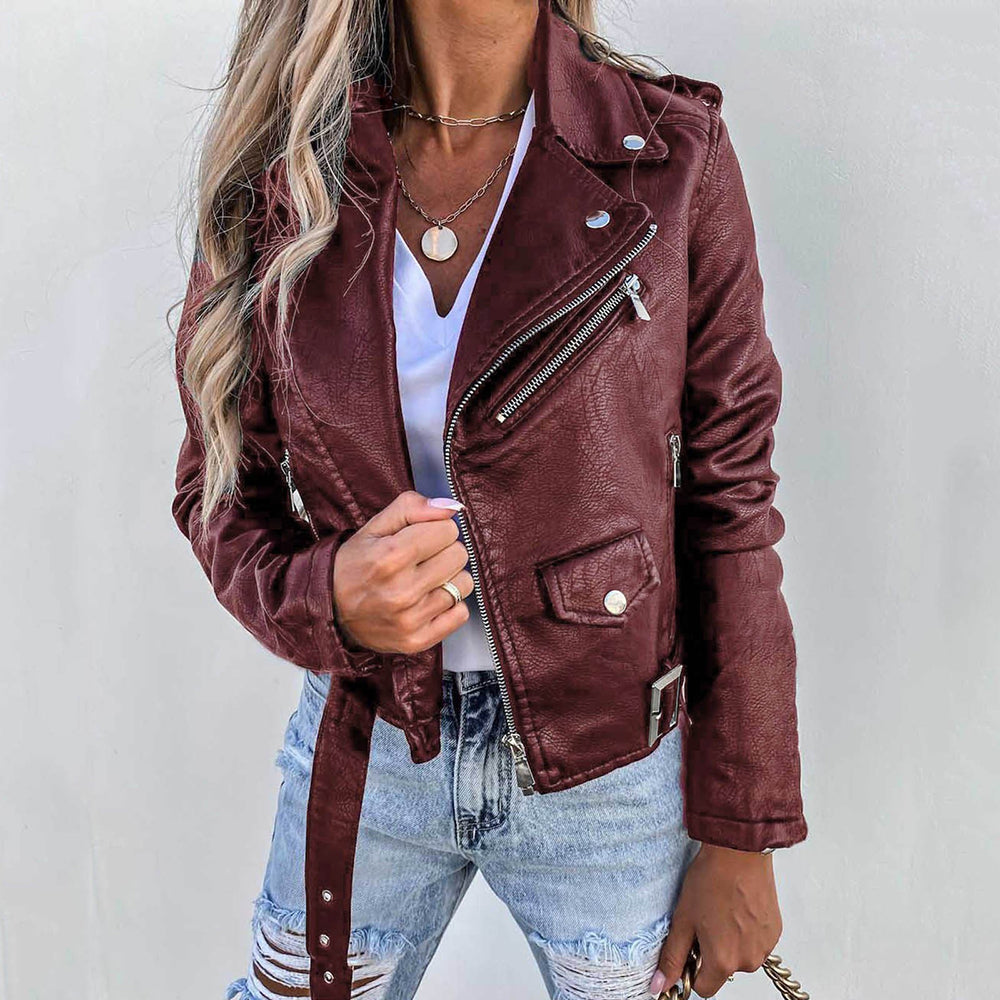 Danique Leren Bikerjack voor dames | Slank leren jack met asymmetrische rits en metalen details