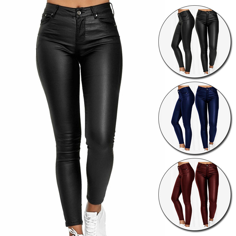 Lilian | Stretch Leren Broek voor Vrouwen – Hoog Taille, Slim Fit, Comfort en Stijl