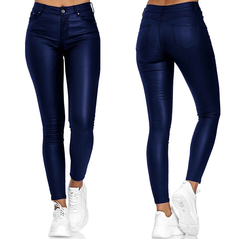Lilian | Stretch Leren Broek voor Vrouwen – Hoog Taille, Slim Fit, Comfort en Stijl