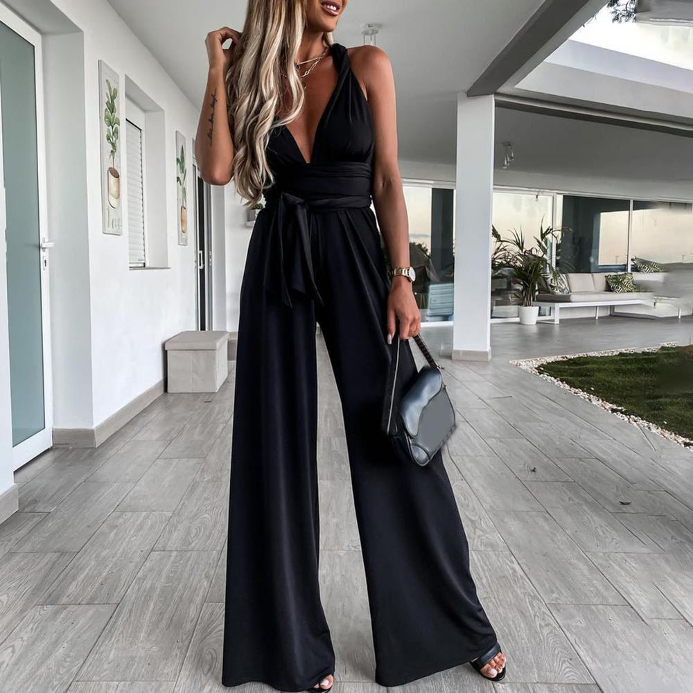 Neeltje | Dames Jumpsuit – Wijde Pijpen en V-hals – Elegante Tailleceintuur