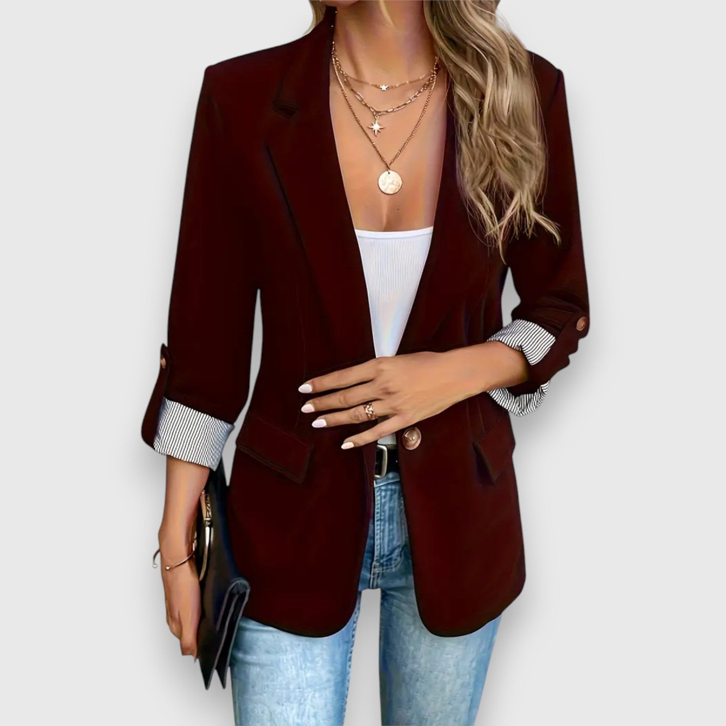 Tine | Dames Blazer – Getailleerde Pasvorm, Enkelrijig, Klassieke Revers, Veelzijdig Design