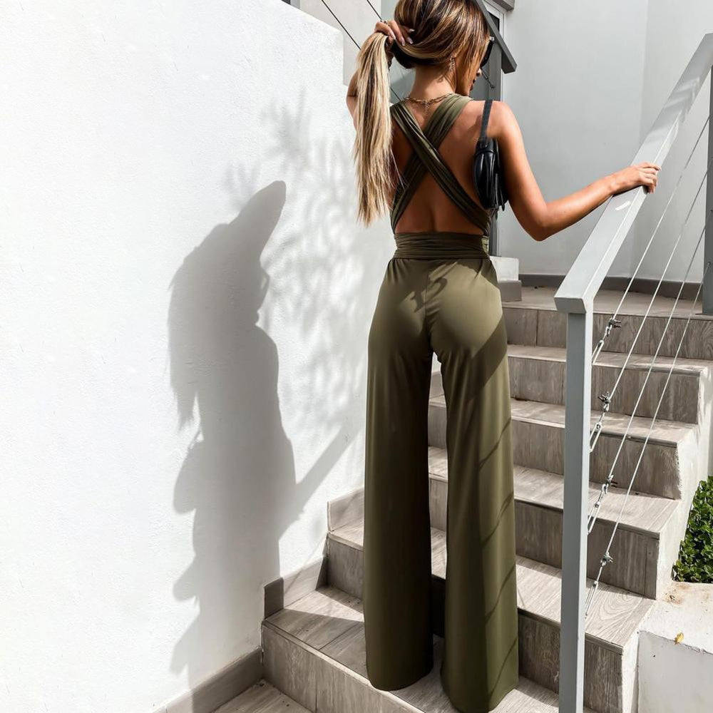 Neeltje | Dames Jumpsuit – Wijde Pijpen en V-hals – Elegante Tailleceintuur