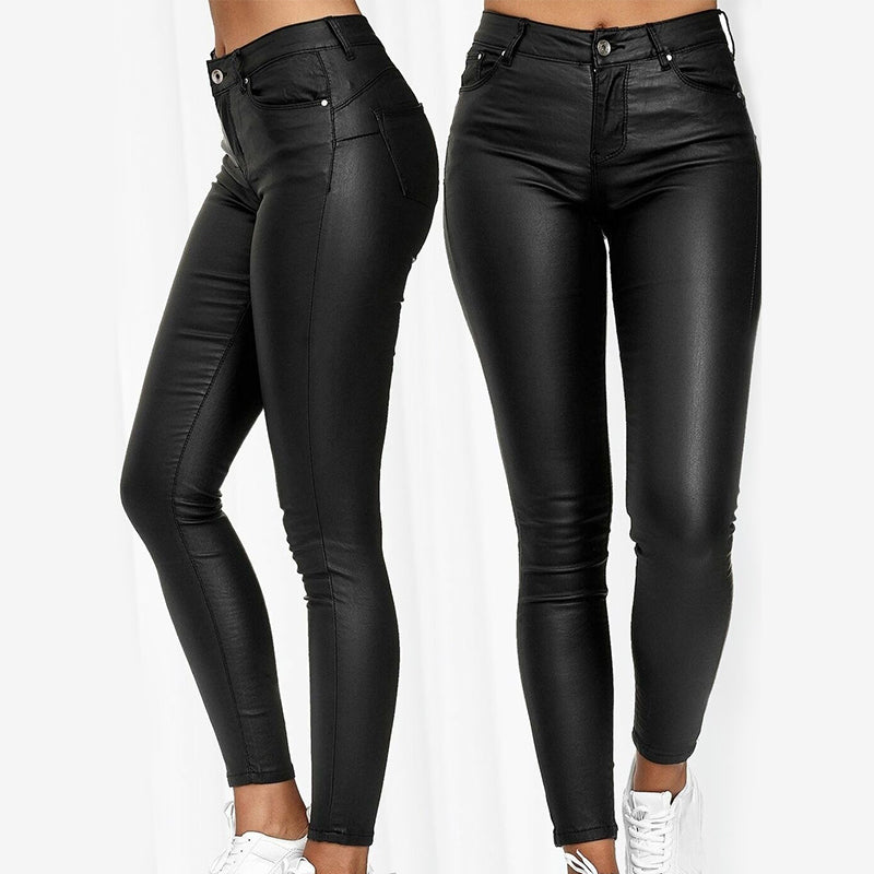 Lilian | Stretch Leren Broek voor Vrouwen – Hoog Taille, Slim Fit, Comfort en Stijl