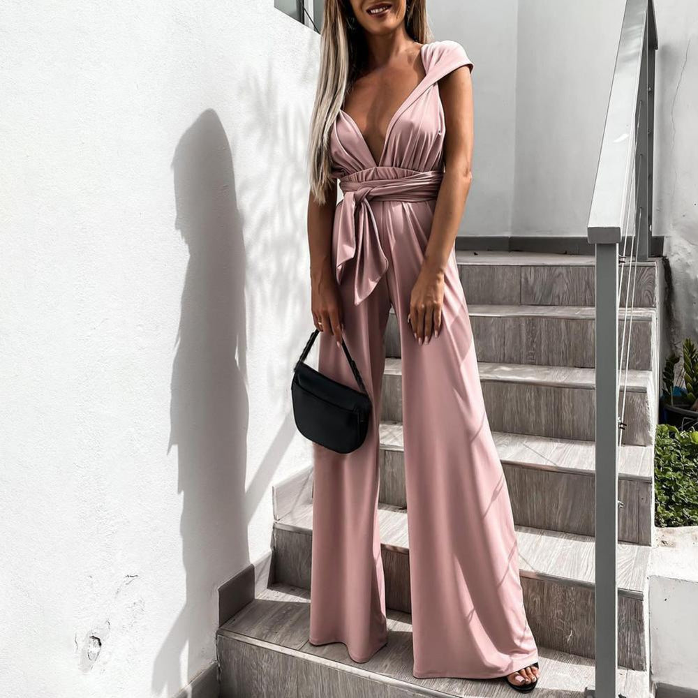 Neeltje | Dames Jumpsuit – Wijde Pijpen en V-hals – Elegante Tailleceintuur