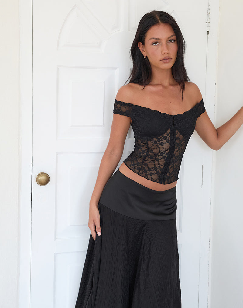 Merlijn | Dames Top – Sensuele Kanten Off-Shoulder Corset Top met Getailleerde Pasvorm