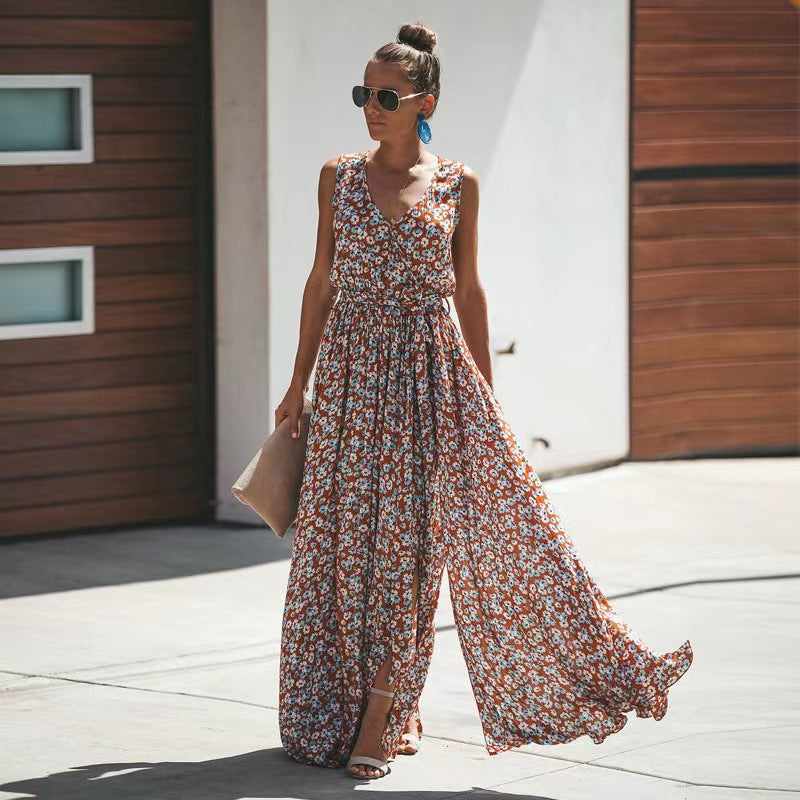 Daria | Dames Maxi Jurk – Boho Stijl – Diepe V-hals & Losvallende Pasvorm