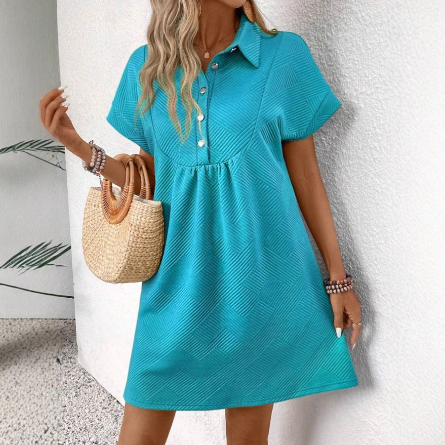 Carolina | Dames Polojurk met Textuurstof – Relaxte pasvorm, Empire Taille & Korte Vleermuismouw voor Comfort en Stijl