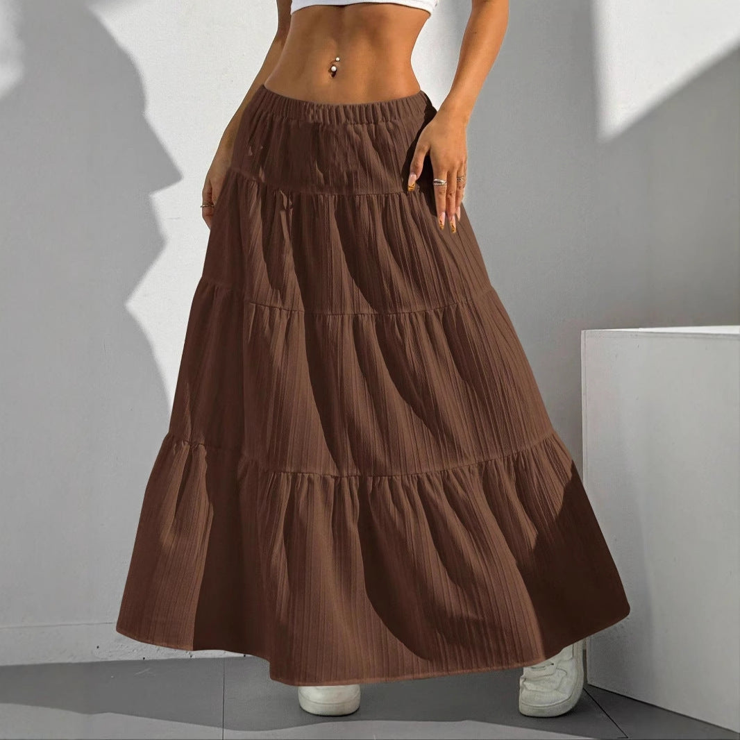 Alma | Dames Maxi Rok – A-lijn Pasvorm met Gelaagde Ruffles en Verstelbare Taille