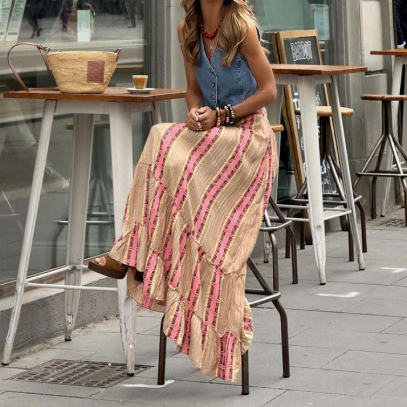 Alita | Dames Maxi Rok – Losvallend Zomerdesign met Laagjeszoom in Ademend Natuurlijk Textiel