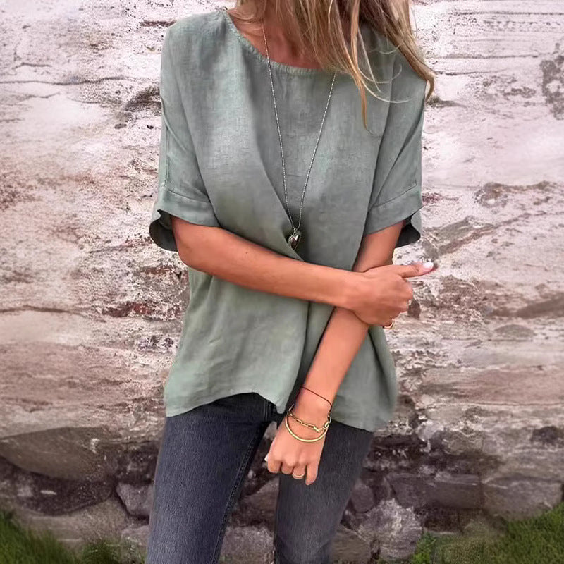 Edith | Dames T-shirt – Losse Pasvorm – Ademend – Ronde Hals – Korte Mouwen