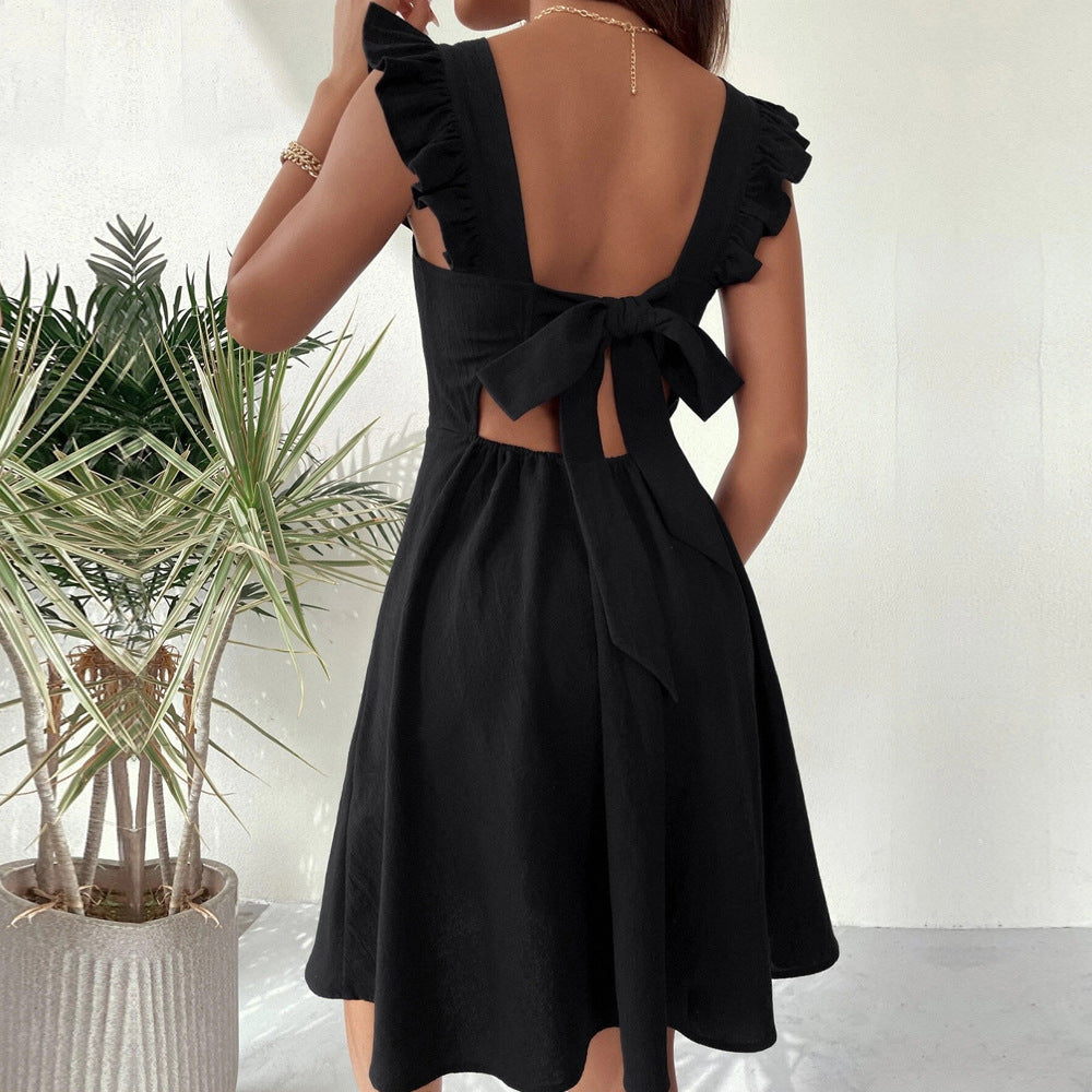Bette | Dames Mini Jurk – Fit & Flare met Ruches Bandjes en Luchtige Stof