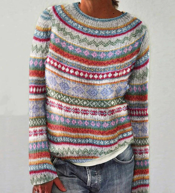 Vintage Gebreide Trui | Dames Trui met Retro-Design en Elegante Pasvorm