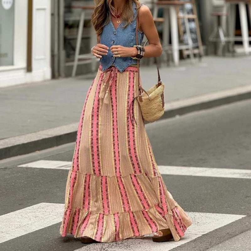 Alita | Dames Maxi Rok – Losvallend Zomerdesign met Laagjeszoom in Ademend Natuurlijk Textiel