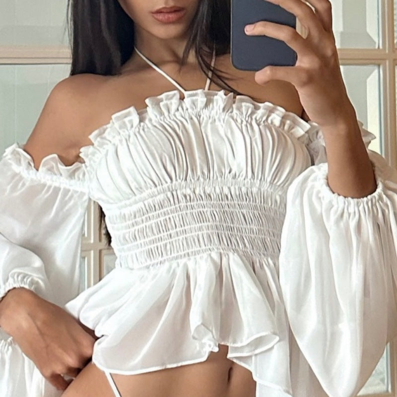 Miep | Dames Top – Off-Shoulder met Ruches en Belletjesmouwen