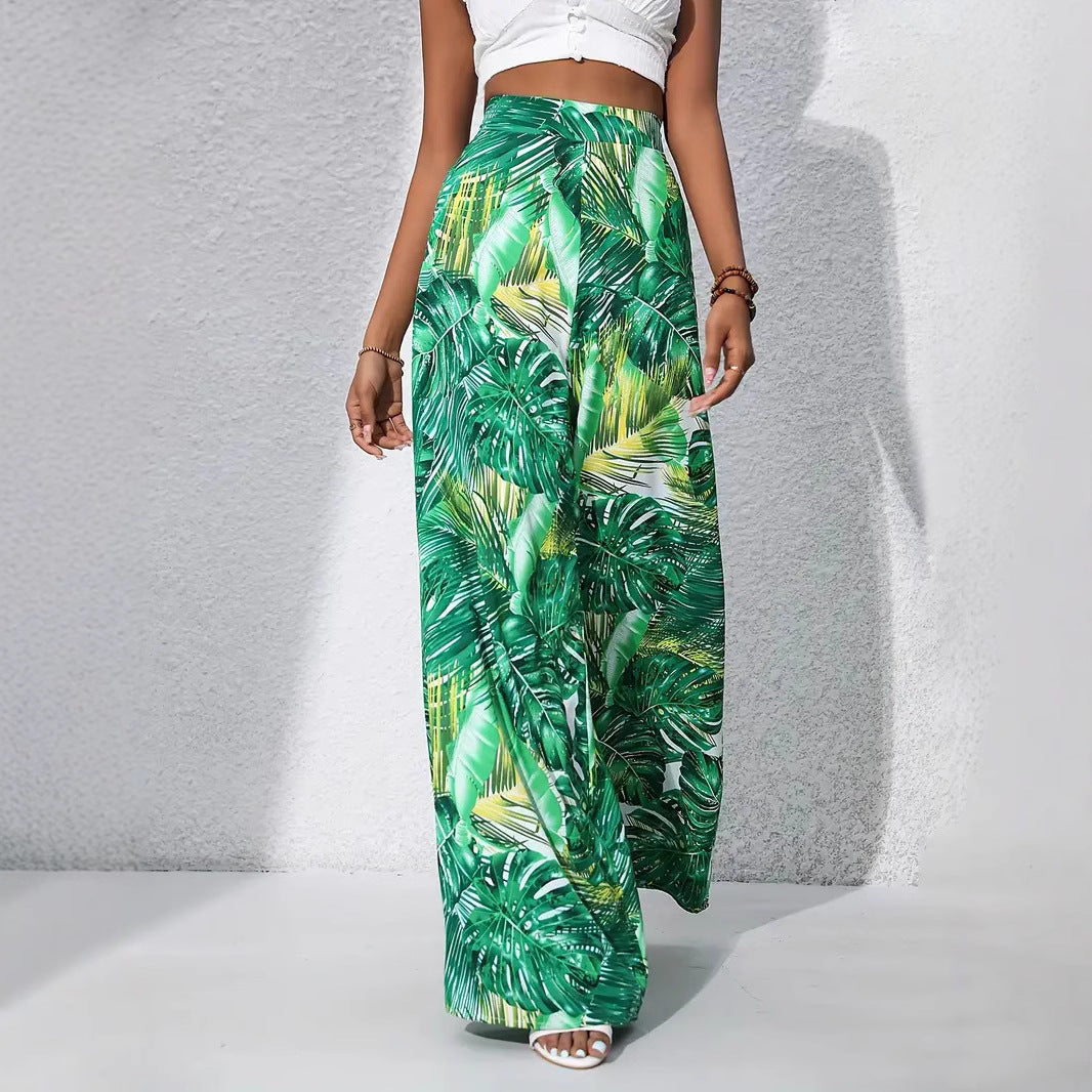 Zomerse Wide-Leg Broek | Dames broek met hoge taille en luchtige bloemenprint