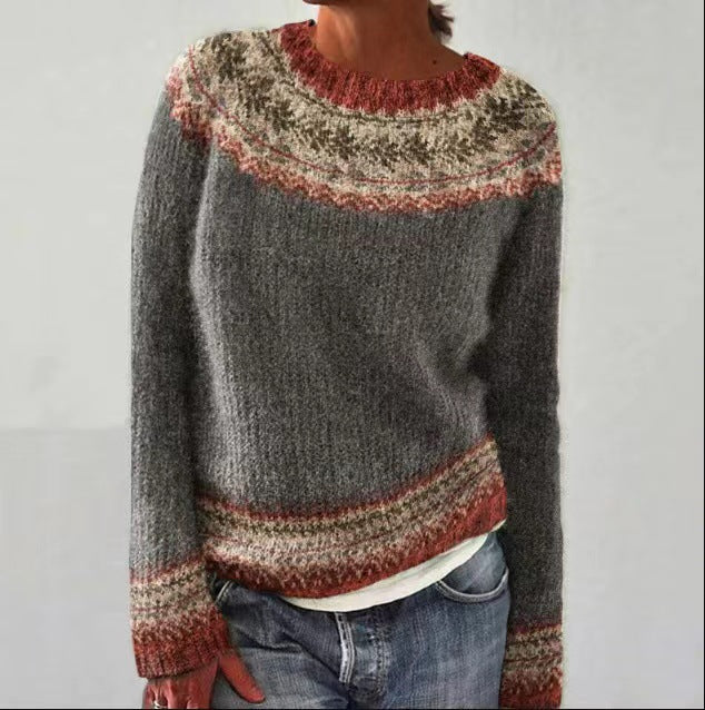 Vintage Gebreide Trui | Dames Trui met Retro-Design en Elegante Pasvorm