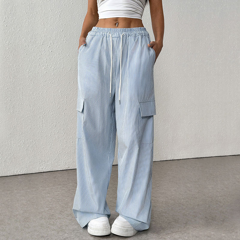 Joanne | Damesbroek met Losse Pasvorm – Gestreept Design en Volledige Lengte voor Ademend Comfort