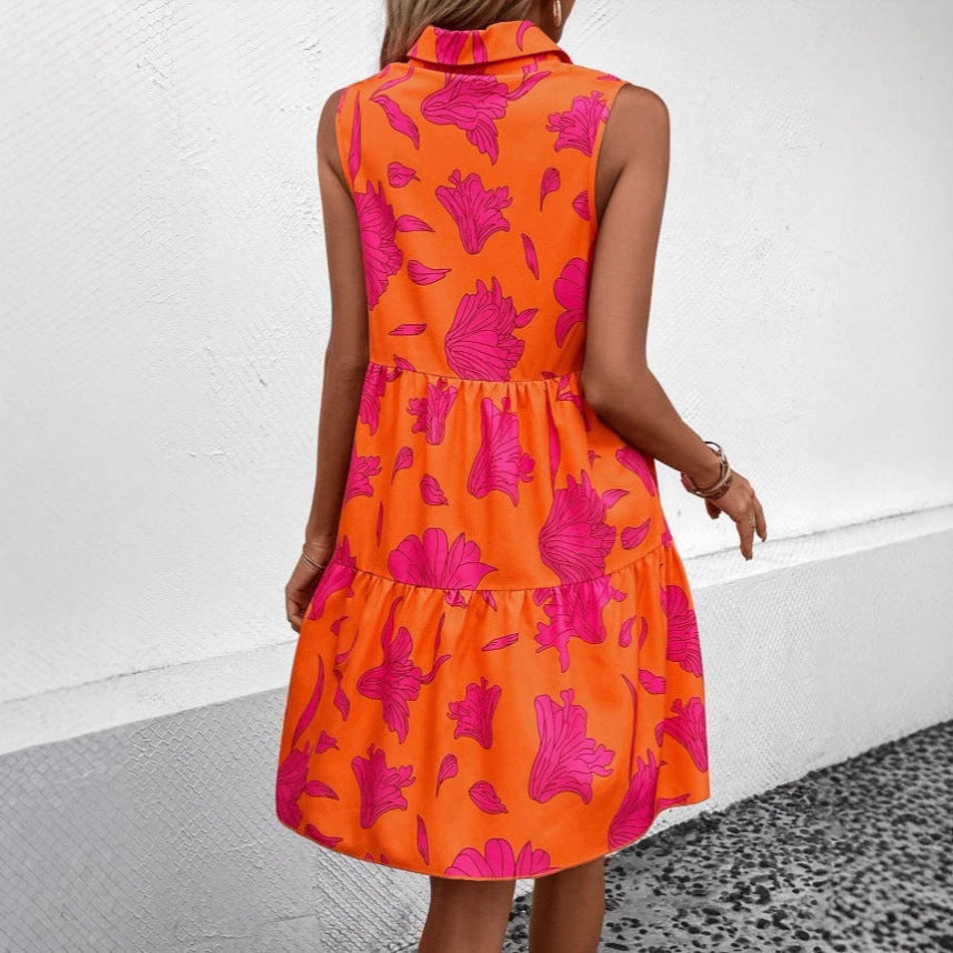 Carina | Dames Mini Jurk met Bloemenprint – A-lijn, Mouwloos en Luchtige Stof voor Zomerse Dagen