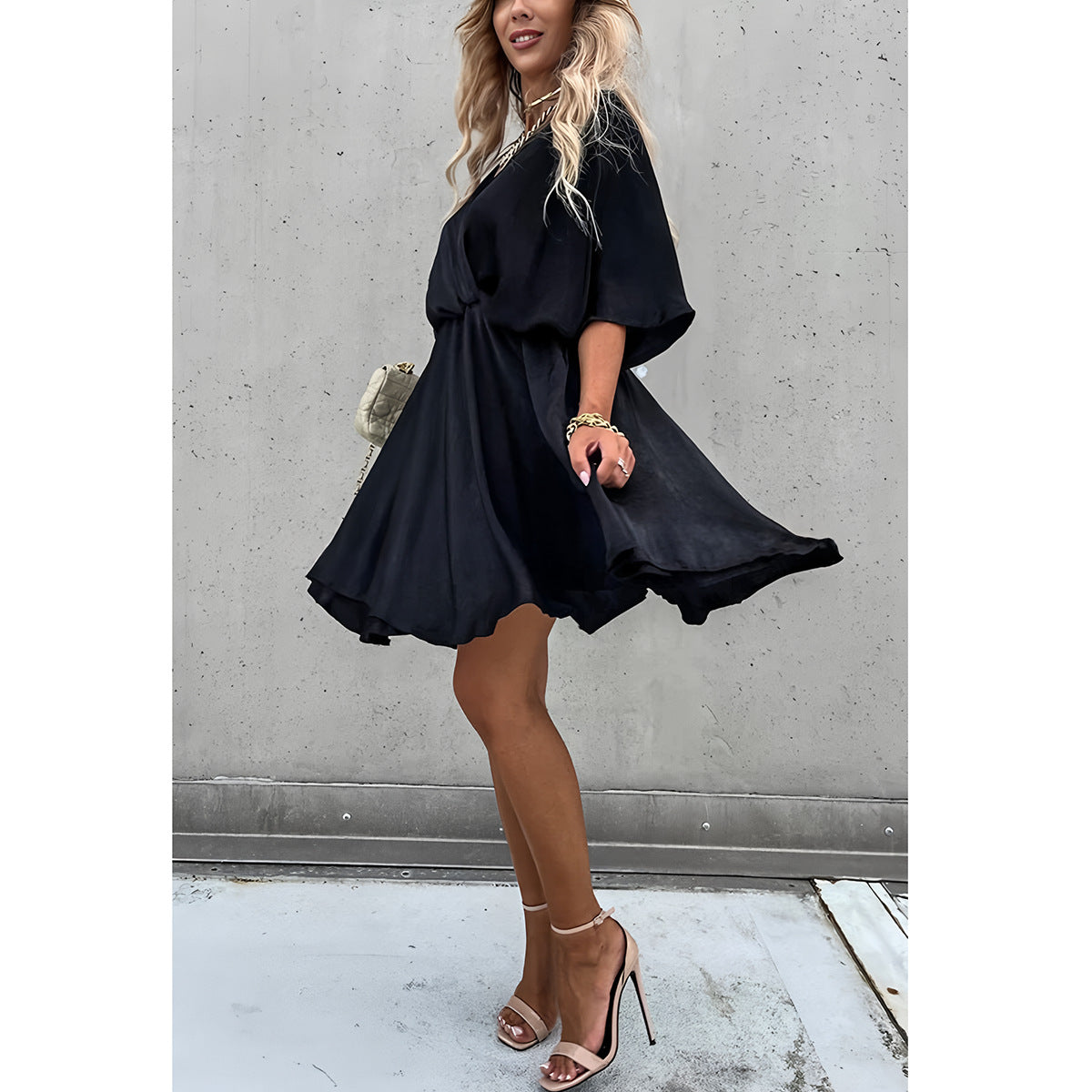 Anita | Dames Jurk – Relaxte pasvorm met Asymmetrische Zoom en Batwing Mouwen van Ademend Materiaal