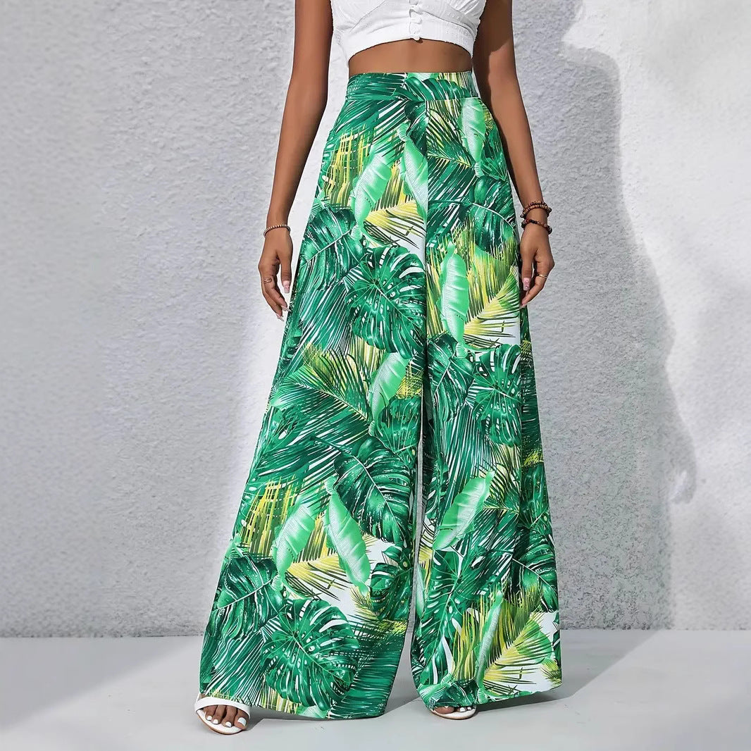 Zomerse Wide-Leg Broek | Dames broek met hoge taille en luchtige bloemenprint