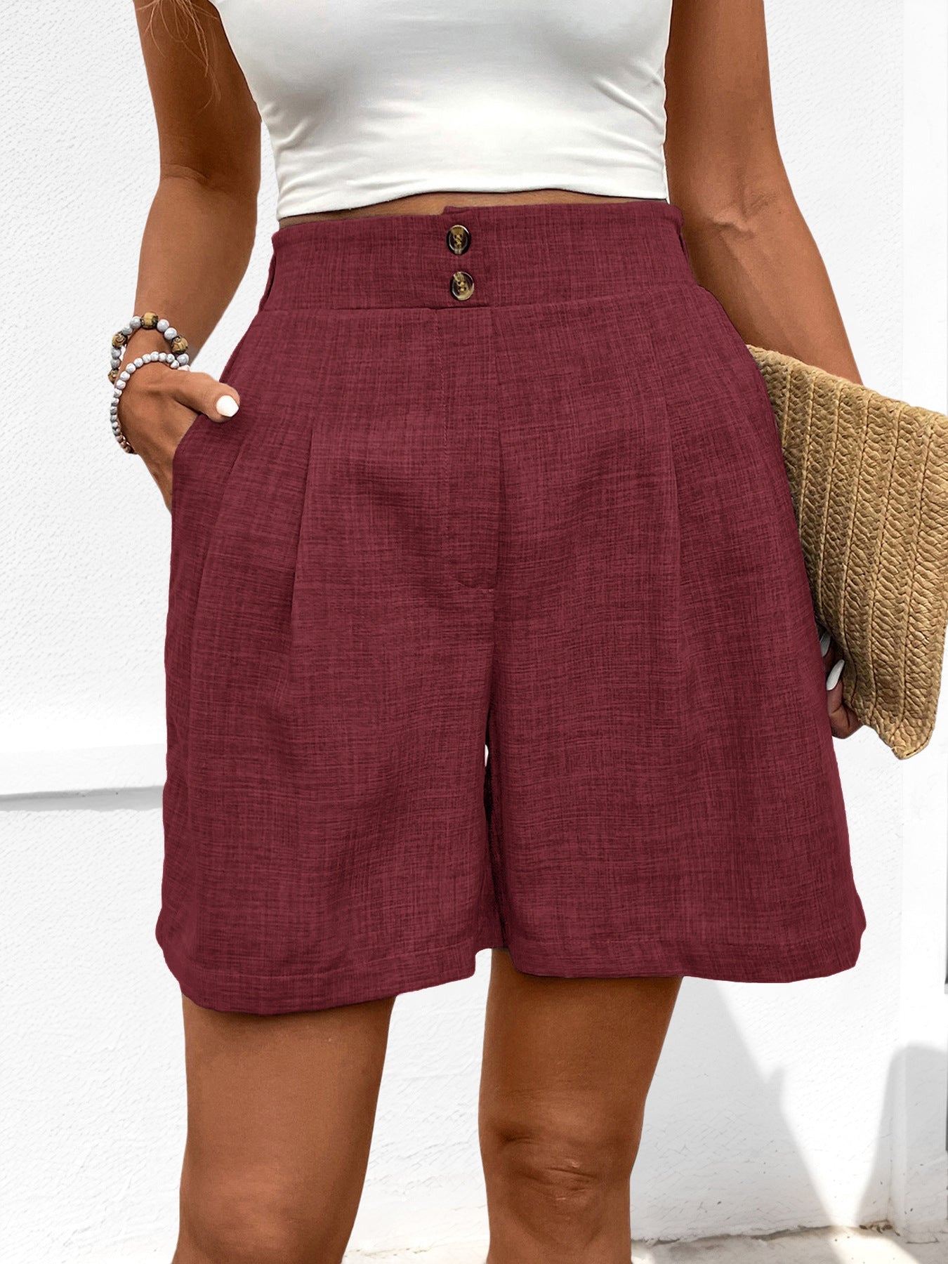 Jopie | Dames Shorts – Hoge Taille, Wijde Geplooide Pijpen en Luchtige Pasvorm voor Zomerse Comfort