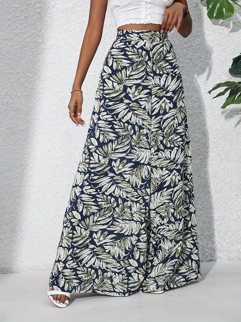 Zomerse Wide-Leg Broek | Dames broek met hoge taille en luchtige bloemenprint