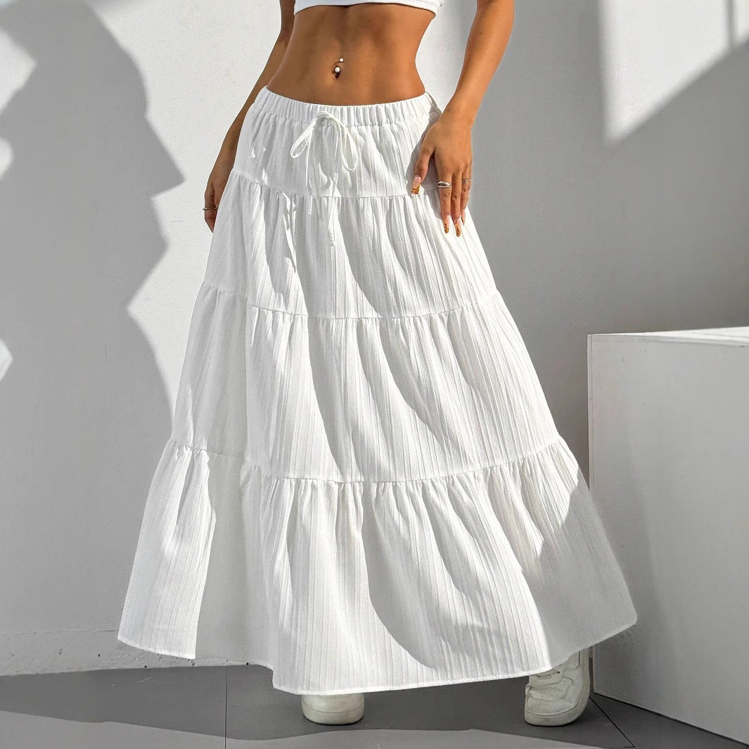 Alma | Dames Maxi Rok – A-lijn Pasvorm met Gelaagde Ruffles en Verstelbare Taille