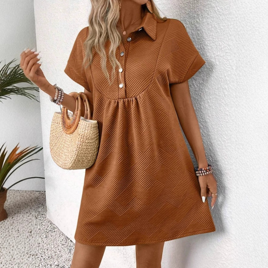 Carolina | Dames Polojurk met Textuurstof – Relaxte pasvorm, Empire Taille & Korte Vleermuismouw voor Comfort en Stijl