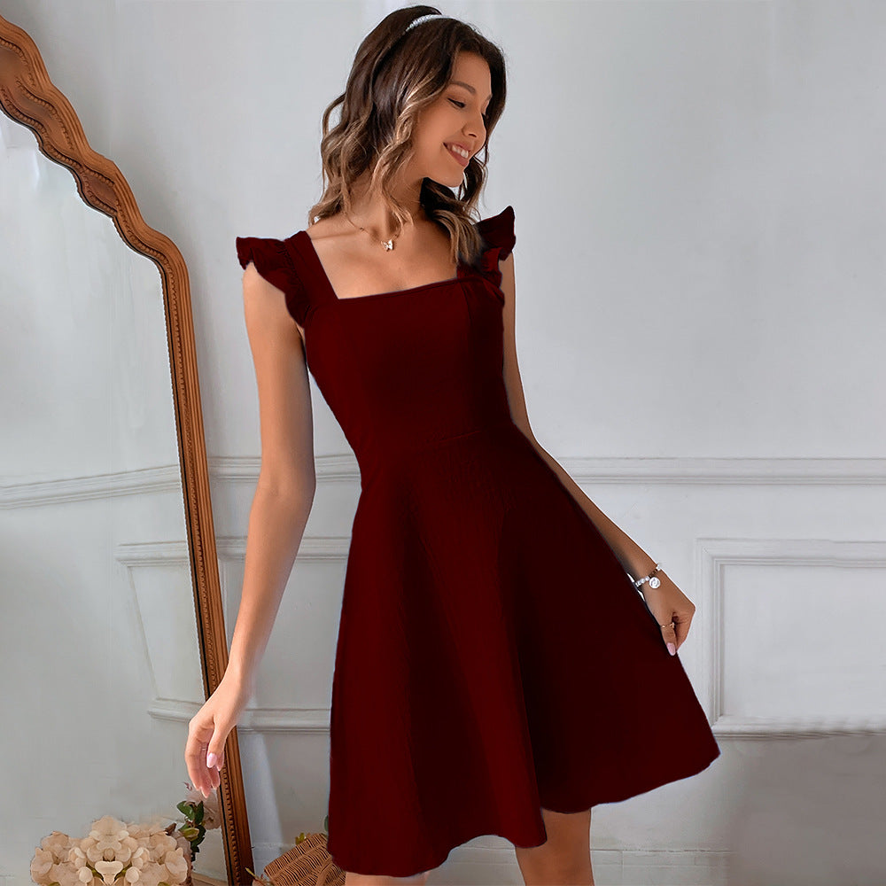 Bette | Dames Mini Jurk – Fit & Flare met Ruches Bandjes en Luchtige Stof
