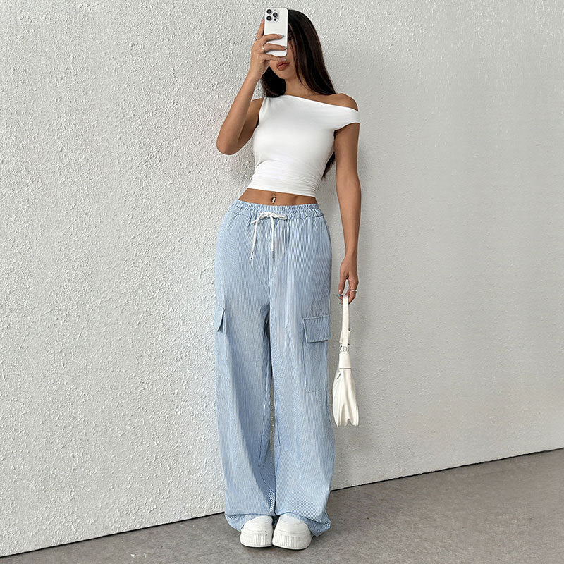 Joanne | Damesbroek met Losse Pasvorm – Gestreept Design en Volledige Lengte voor Ademend Comfort