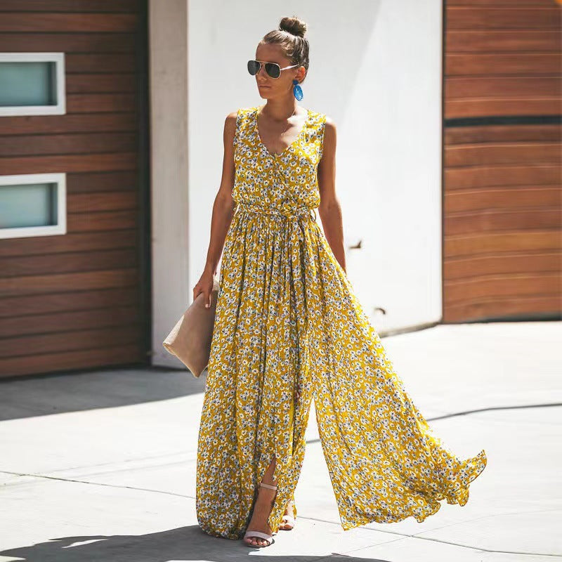 Daria | Dames Maxi Jurk – Boho Stijl – Diepe V-hals & Losvallende Pasvorm