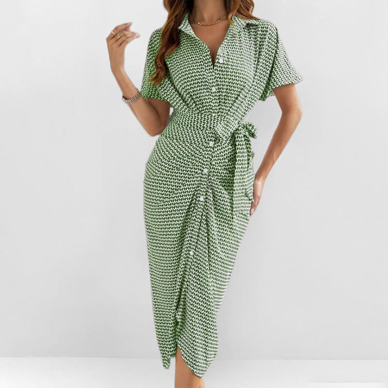 Elegante Wrap Jurk Dames | Midi jurk met V-hals, taille strik en luchtige pasvorm