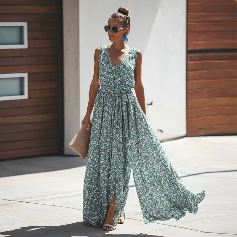 Daria | Dames Maxi Jurk – Boho Stijl – Diepe V-hals & Losvallende Pasvorm