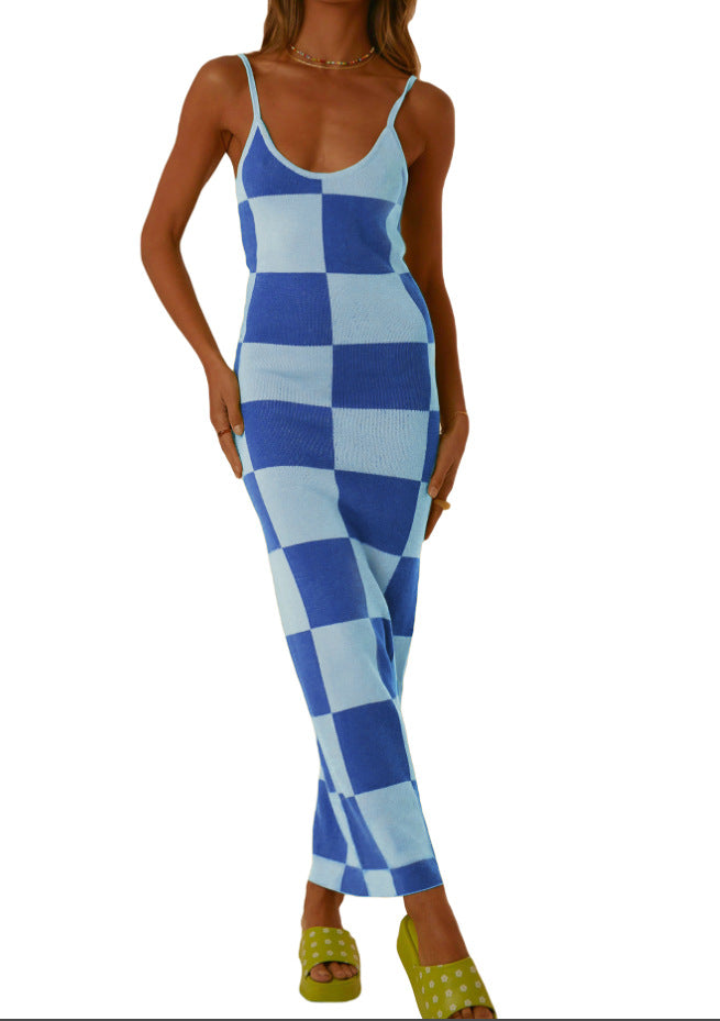 Adrianna | Dames Maxi Jurk – Bodycon Pasvorm met Abstracte Print en Spaghettibandjes