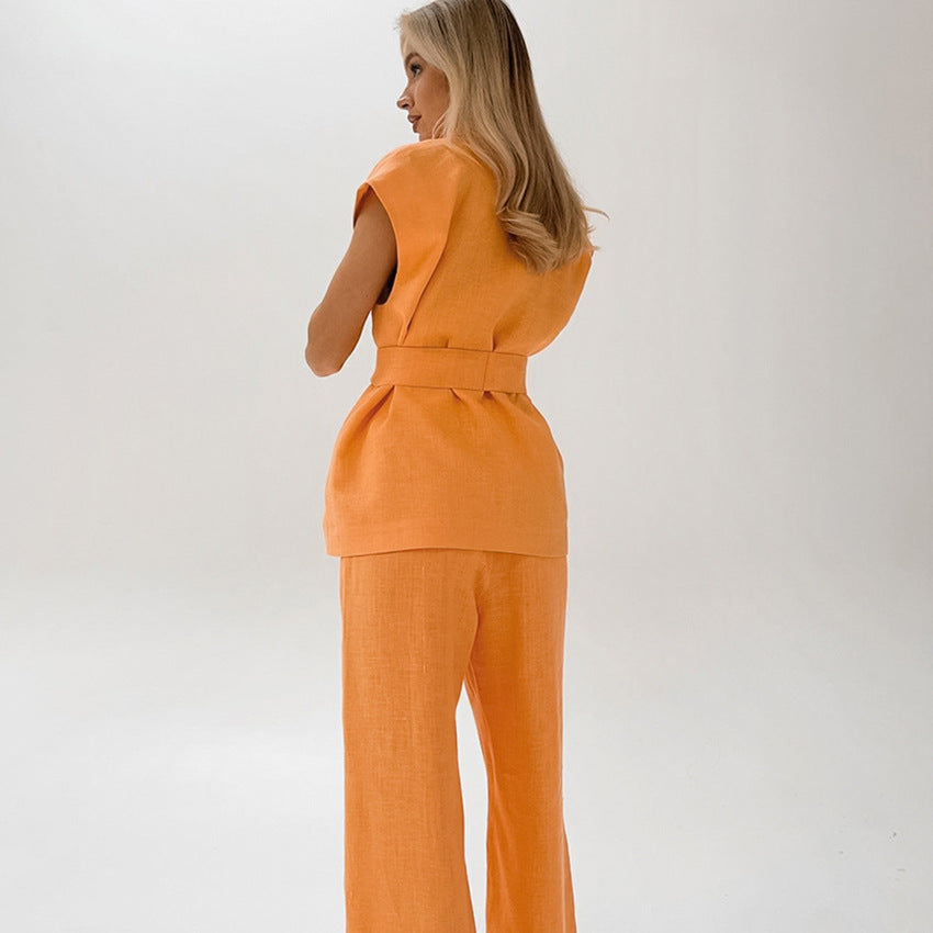 Gea | Dames set met mouwloze top en wijde broek – ademend en stijlvol voor de zomer