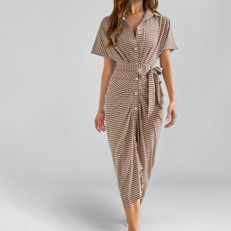 Elegante Wrap Jurk Dames | Midi jurk met V-hals, taille strik en luchtige pasvorm