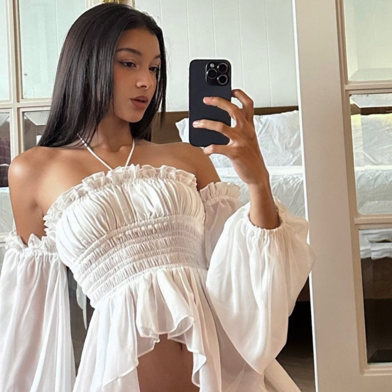 Miep | Dames Top – Off-Shoulder met Ruches en Belletjesmouwen