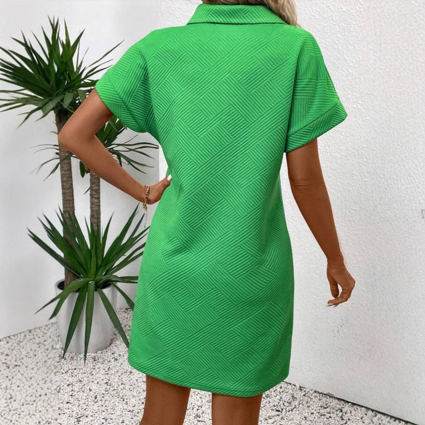 Carolina | Dames Polojurk met Textuurstof – Relaxte pasvorm, Empire Taille & Korte Vleermuismouw voor Comfort en Stijl