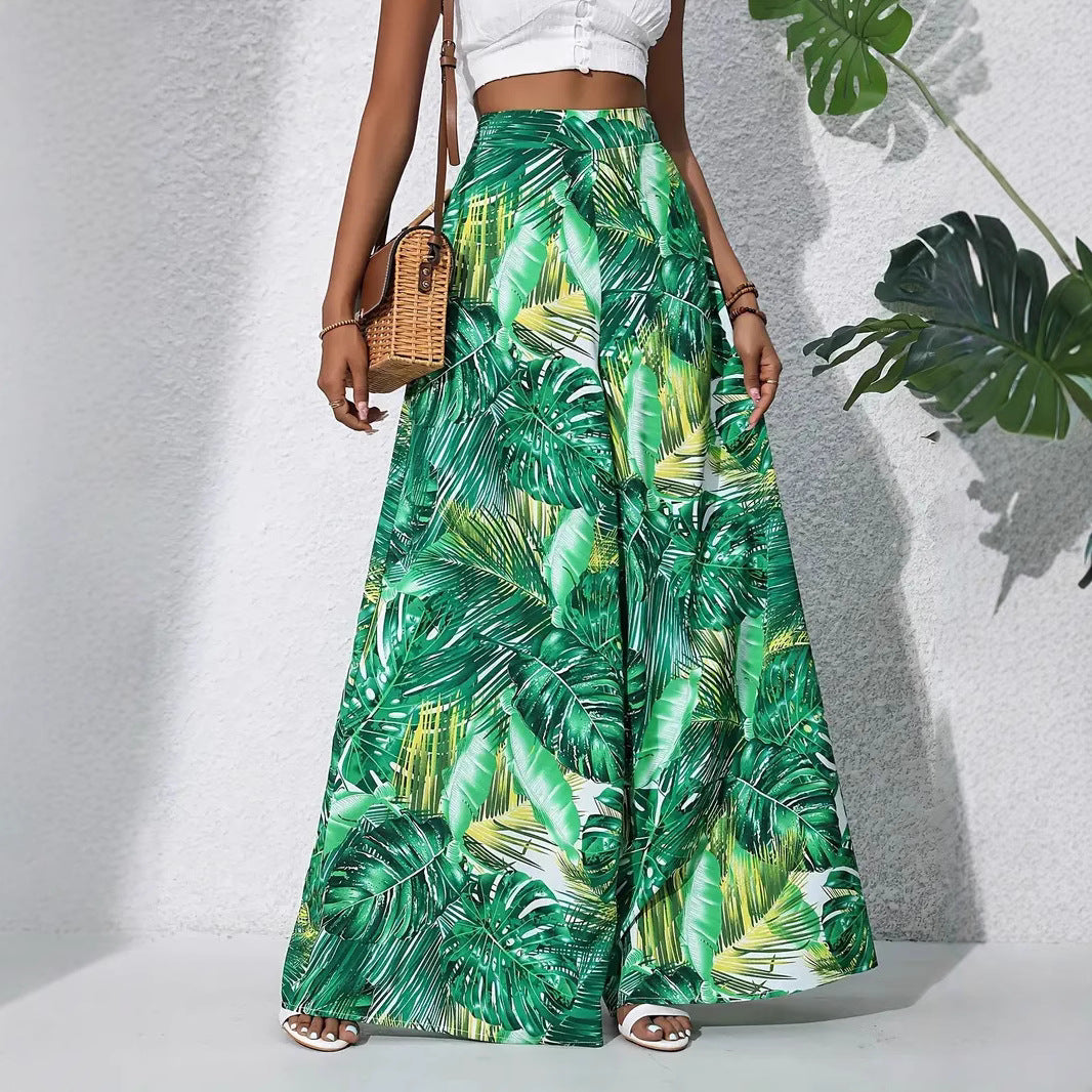 Zomerse Wide-Leg Broek | Dames broek met hoge taille en luchtige bloemenprint