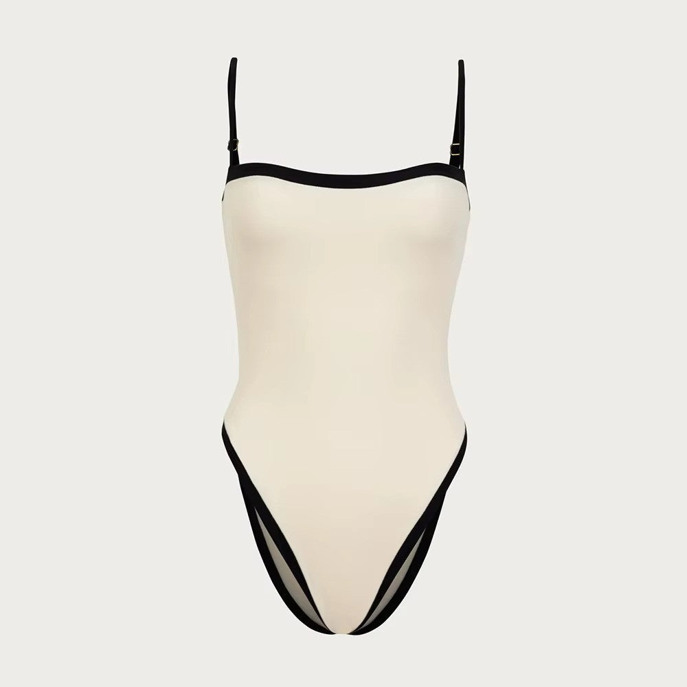 Omara | Dames Bandeau Zwempak – Verstelbare Schouderbandjes – Effen Design – Elegante Pasvorm