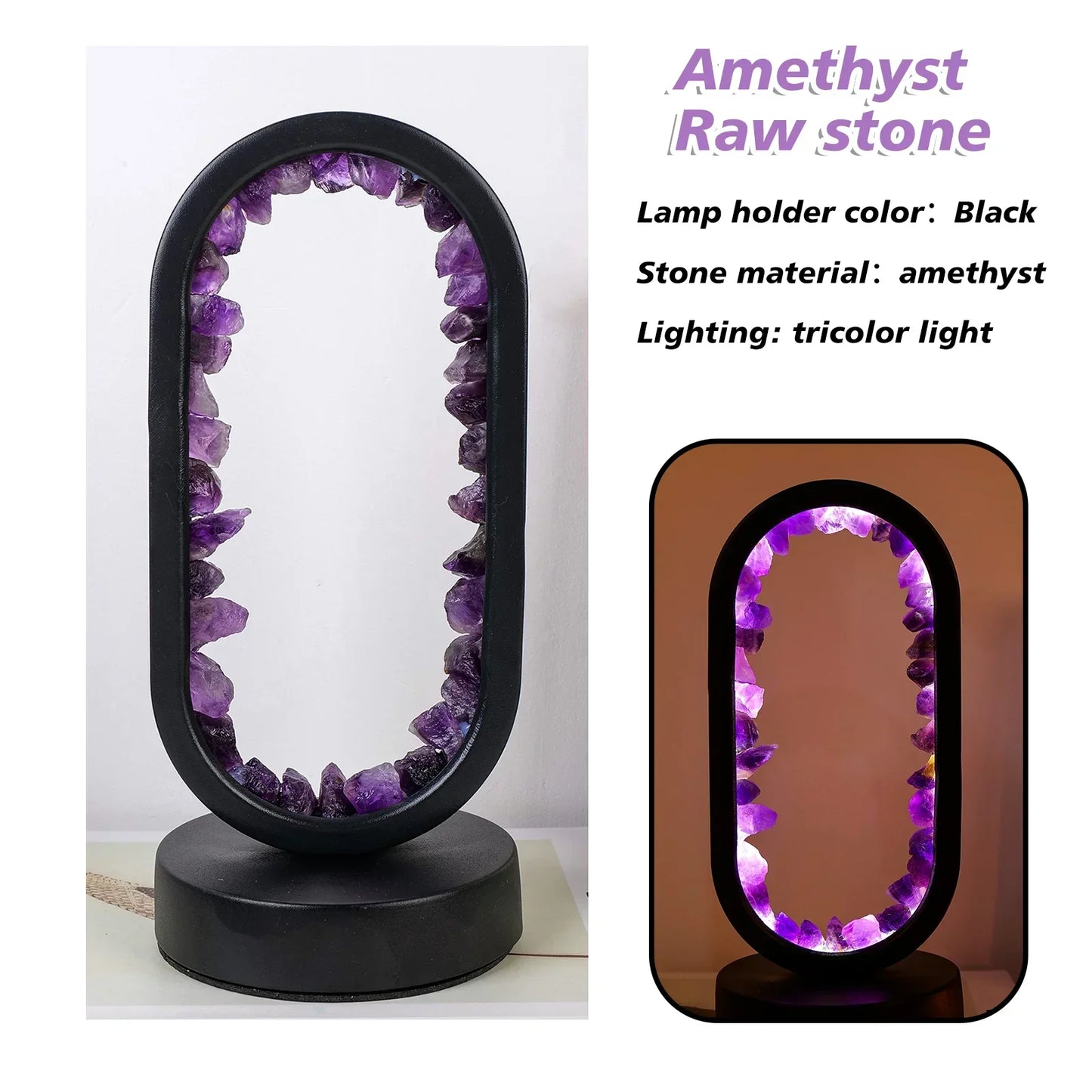 Amethist Lamp – Natuurlijke Paarse Kristallen voor Rustgevende Verlichting in Slaapkamer of Meditatiehoek
