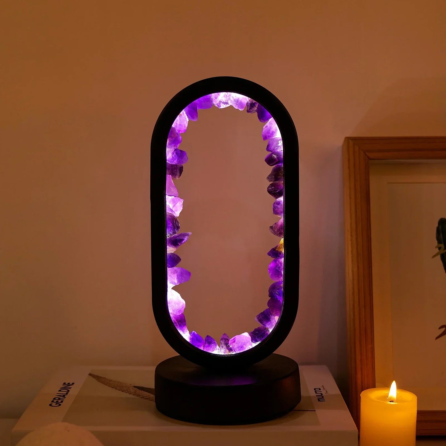 Amethist Lamp – Natuurlijke Paarse Kristallen voor Rustgevende Verlichting in Slaapkamer of Meditatiehoek
