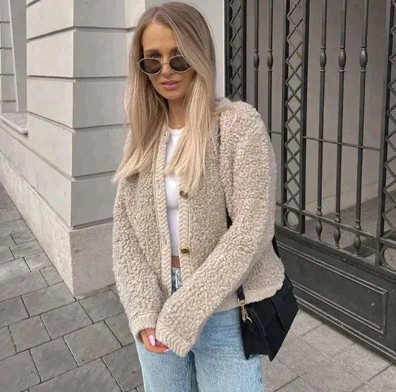 Lanae | Teddy Strickjacke voor Dames - Elegantie, Comfort en Warmte voor de Winter