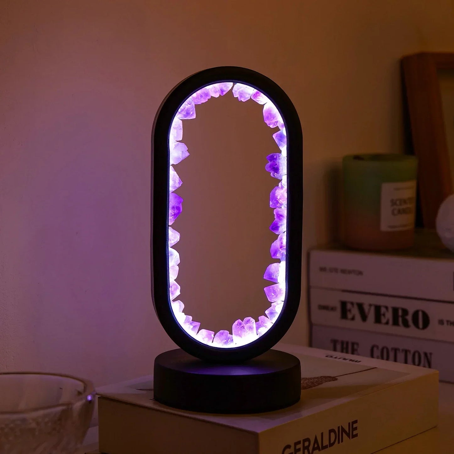 Amethist Lamp – Natuurlijke Paarse Kristallen voor Rustgevende Verlichting in Slaapkamer of Meditatiehoek