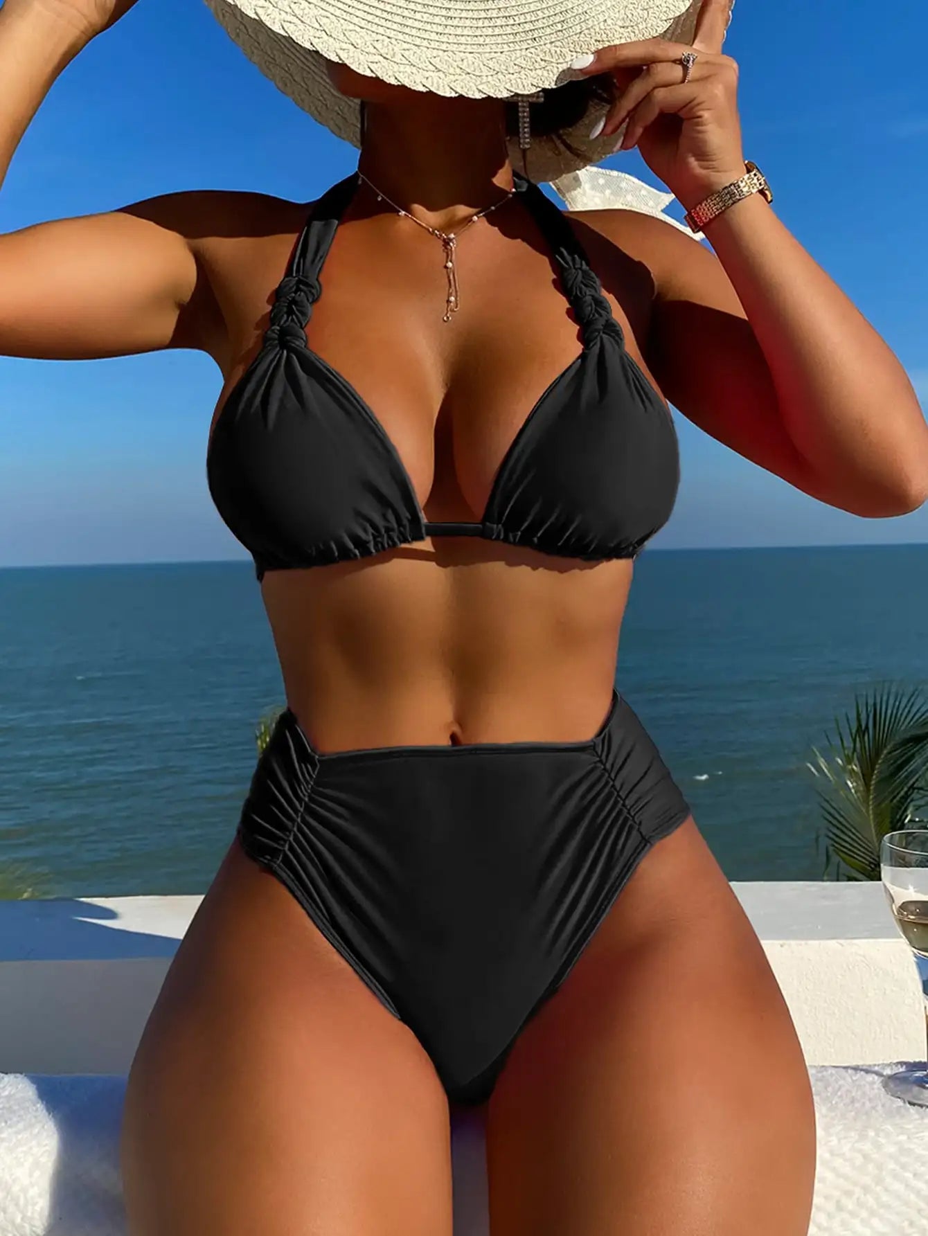 Rosana | Dames Geplooide Bikini Set – Elegant Design met Unieke Details voor een Flatterende Pasvorm