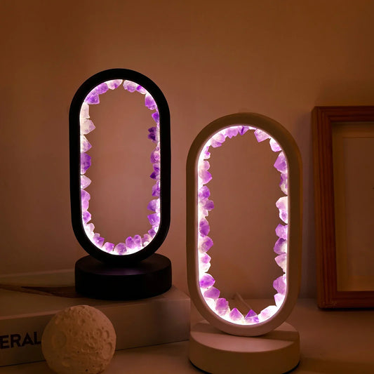 Amethist Lamp – Natuurlijke Paarse Kristallen voor Rustgevende Verlichting in Slaapkamer of Meditatiehoek