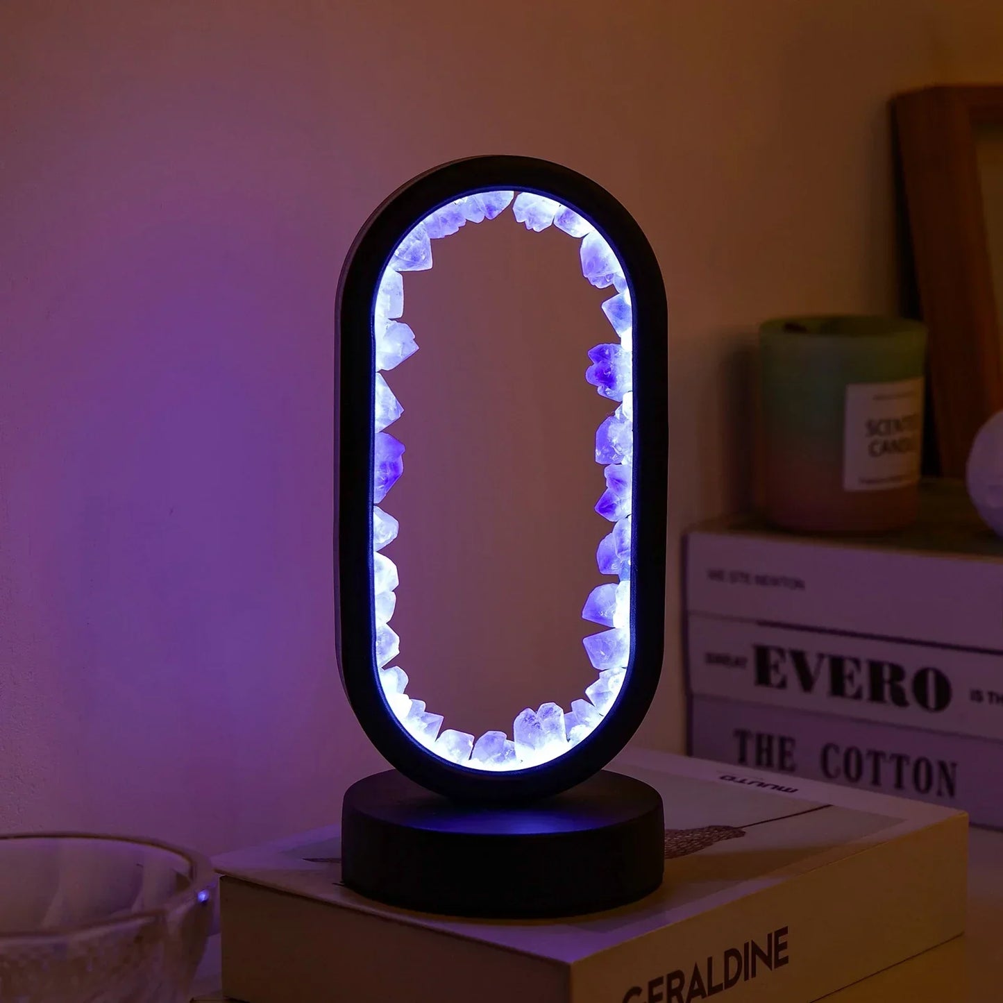 Amethist Lamp – Natuurlijke Paarse Kristallen voor Rustgevende Verlichting in Slaapkamer of Meditatiehoek
