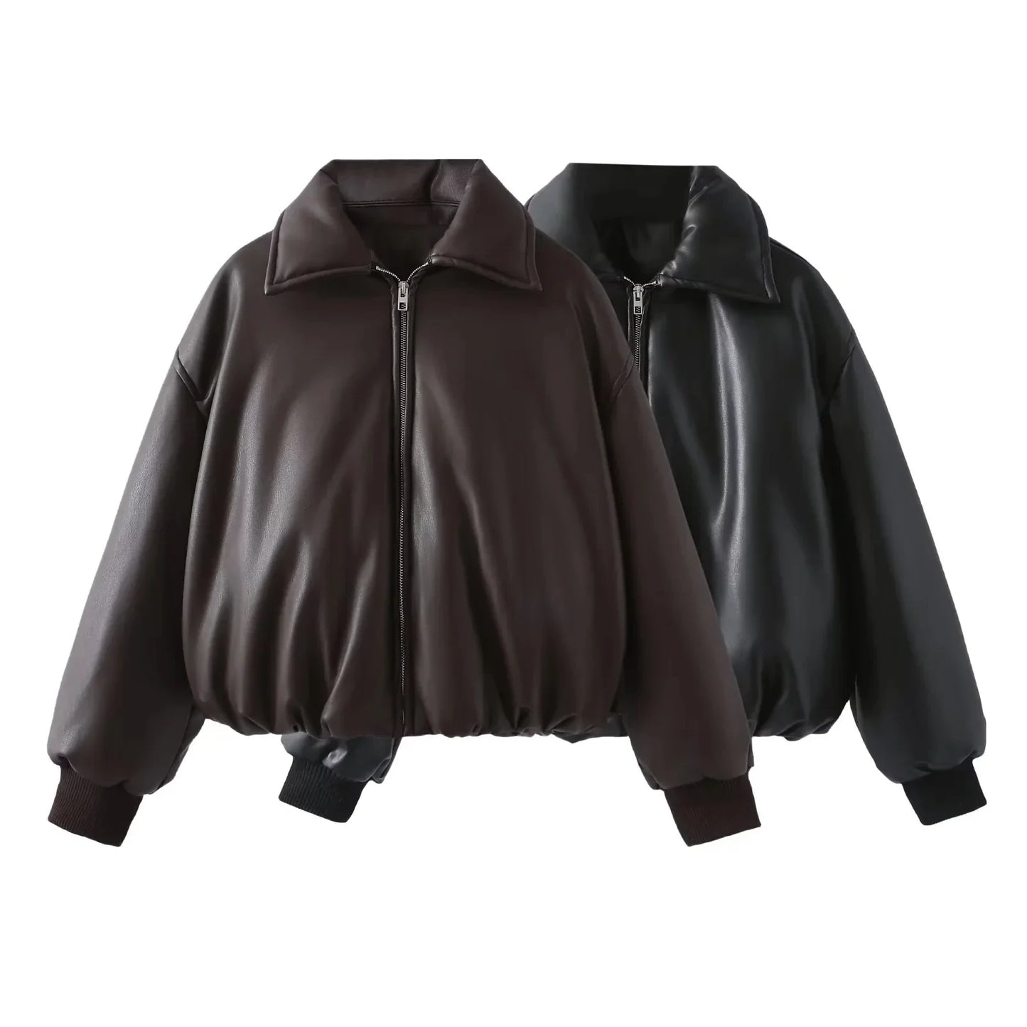 Maja Jas Dames | Oversized Vegan Leren Jas met Warme Voering